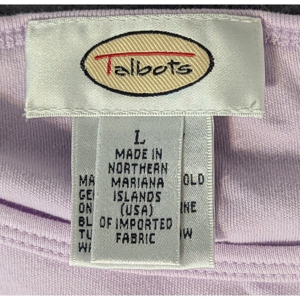 Talbots Lavender 100% Cotton Short Sleeve Crewneck T-Shirt Women's Size Large - Picture 4 of 5